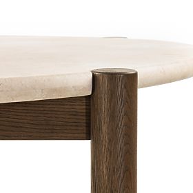 Tavolo da pranzo Bruna, 150 cm, rotondo, rovere mocha/marmo cream
