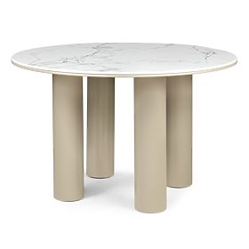 Tavolo da pranzo Kairo 120 cm, rotondo, beige scuro, effetto marmo, lectus
