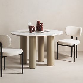 Tavolo da pranzo Kairo 120 cm, rotondo, beige scuro, effetto marmo, lectus