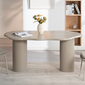 Tavolo da pranzo Muse 160 cm, beige scuro, forme arrotondate