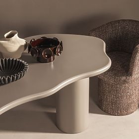 Tavolo da pranzo Muse 160 cm, beige scuro, forme arrotondate