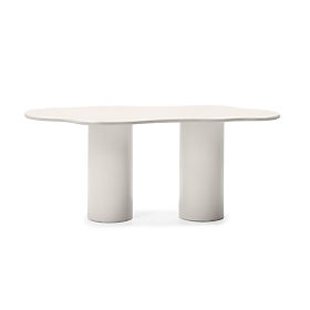 Tavolo da pranzo Pinar 180 cm, grigio-beige, forme arrotondate