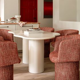 Tavolo da pranzo Pinar 180 cm, grigio-beige, forme arrotondate