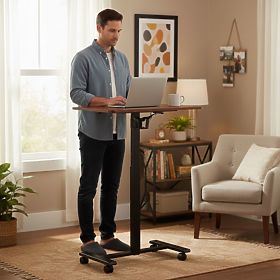 Tavolo mobile regolabile 70x48 cm tavolino per laptop altezza regolabile 71,5-112 cm ModernHome, MODERNHOME