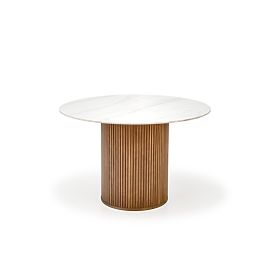 Tavolo rotondo BRUNO, marmo bianco / noce (2p=1ks), Halmar