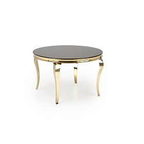 Tavolo rotondo REGINALD_2 piano - vetro nero, gambe - oro