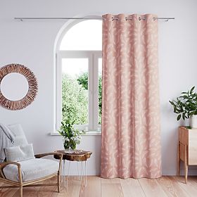 Tenda CALM colore rosa cipria motivo vegetale stampato stile classico occhielli metallici argentati