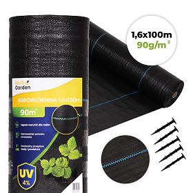 Tessuto nero anti-erbacce UV 90g 1,6x100m con picchetti MultiGarden, MultiGarden