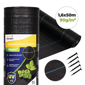 Tessuto nero anti-erbacce UV 90g 1,6x50m con picchetti MultiGarden, MultiGarden