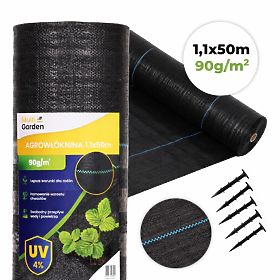 Tessuto non tessuto nero UV 90g pacciamatura 1,1x50m con picchetti MultiGarden, MultiGarden
