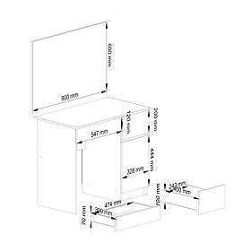 TOALETTA CON SPECCHIO CLP P-2/SL 900x600 DESTRA PK BIANCA