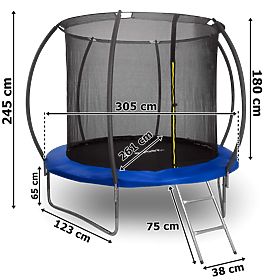 Trampolino con rete di protezione e scala HENZEN 305 cm blu FT10