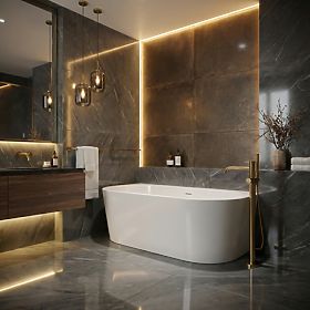 Vasca da bagno acrilica OLIMPIA 170 cm a parete, Rea