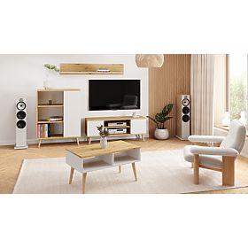 Vetrina Fondi con gambe in legno Rovere artigianale bianco