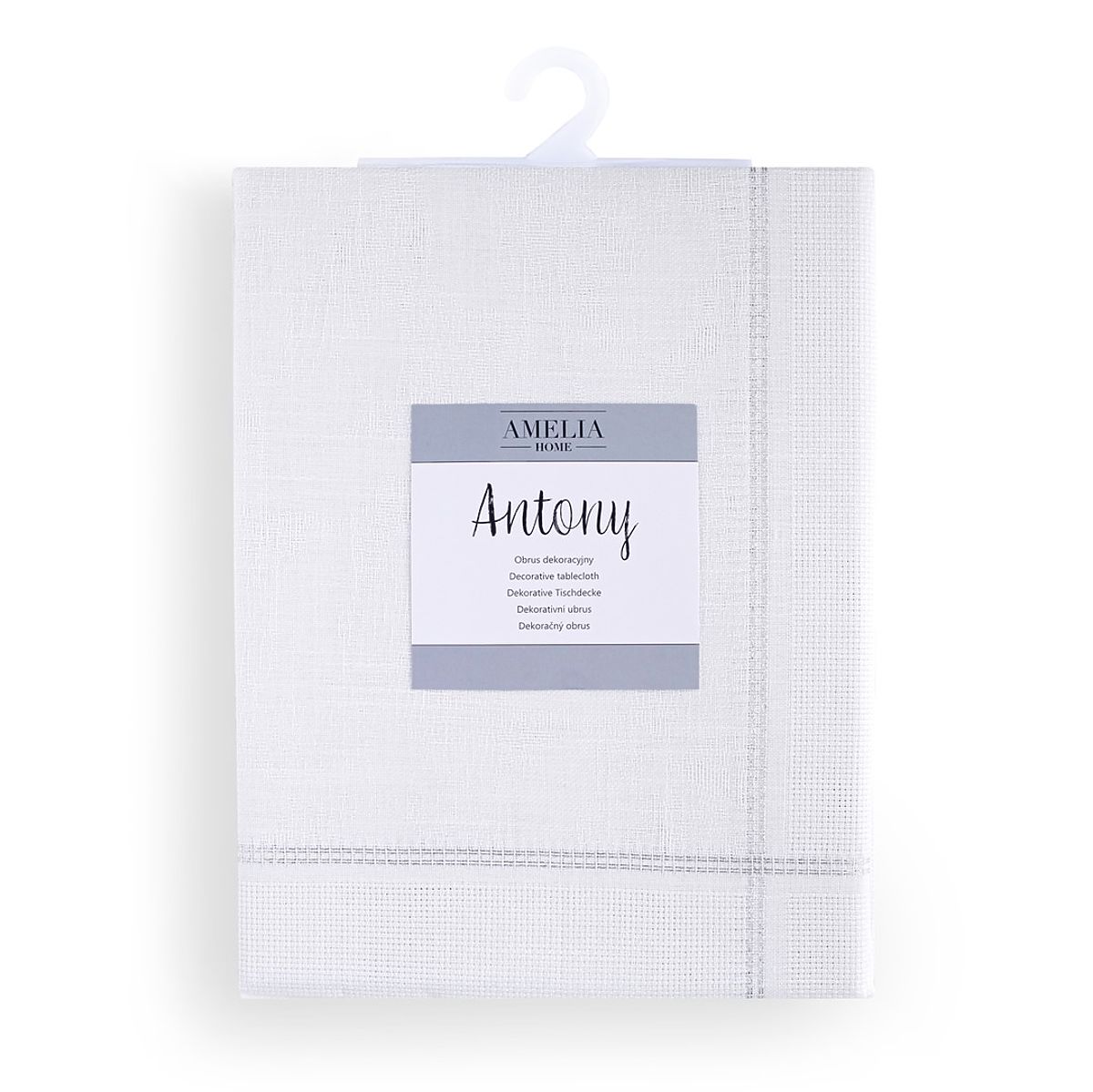 Tovaglia ANTONY colore bianco motivo liscio classico 140x400 ameliahome