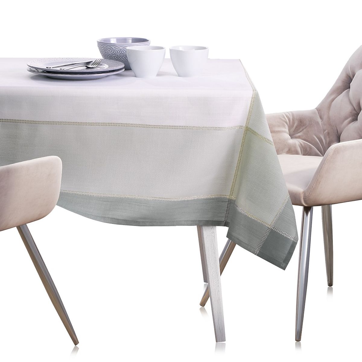 Tovaglia LAVAL colore bianco motivo liscio classico 140x220 ameliahome