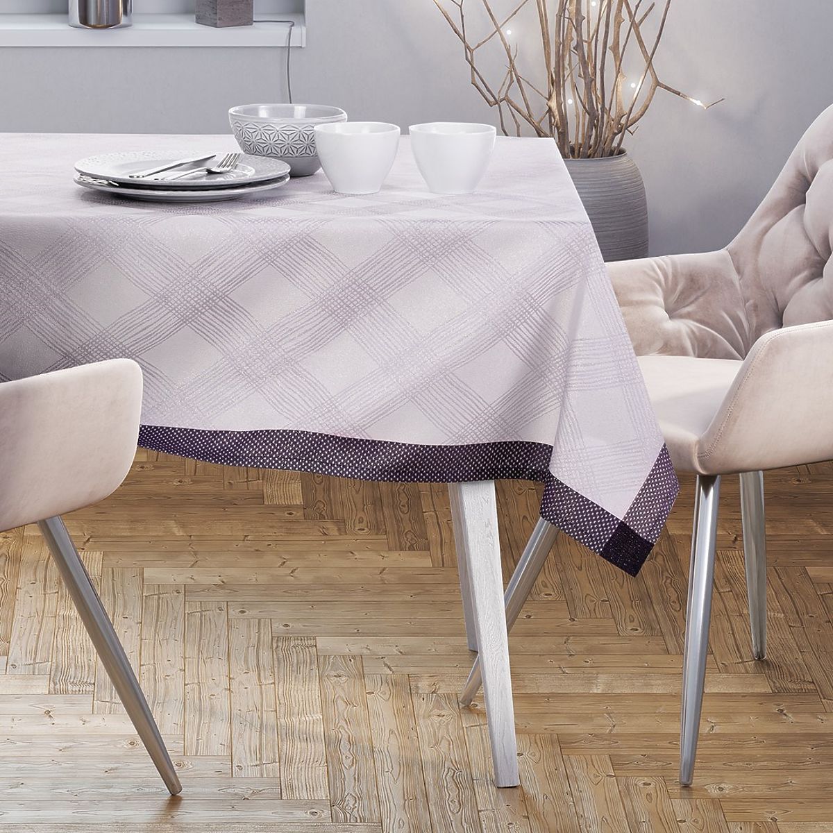 Tovaglia MILLUZA colore crema metallizzato motivo classico 30x120 ameliahome