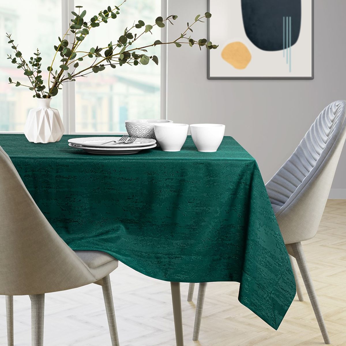 Tovaglia VESTA colore verde bottiglia con motivo moderno in rilievo 30x140 ameliahome